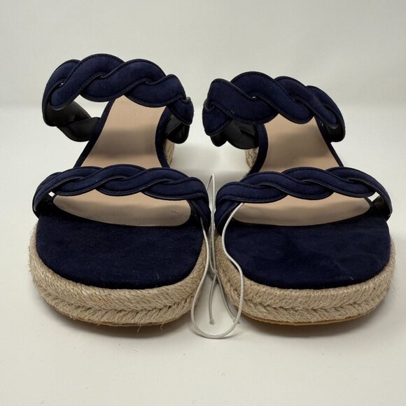 Stuart Weitzman Twistie Flat Sandals Open Toe Wedge Heels Women's 7 Navy NWOB - Picture 3 of 9